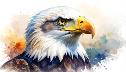 Obraz premium Bald Eagle Portrait Watercolor Art.