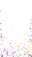 Rainbow colored scattered hearts. LGBT valentine