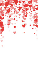 Red hearts scattered on white background.