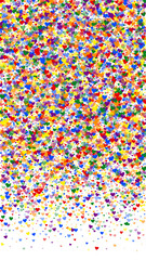 Rainbow colored scattered hearts. LGBT valentine