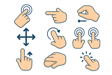 Touchscreen gestures with hands for multitouch interaction and navigation