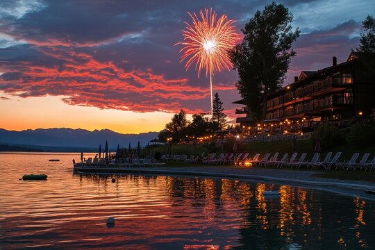 4th of July Water Celebration at Flathead Lake with Stunning Sunset Views - Powered by Adobe