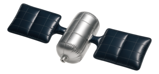 Inflatable air cushion with quilted design and two connected wing-like extensions on transparent background.