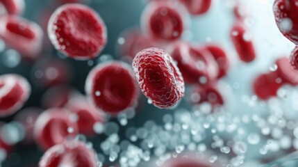 A stunning microscopic view of red blood cells in motion, illustrating their dynamic flow and highlighting the essential role they play in the human circulatory system.