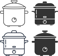 Silhouette Slow Cooker Flat Illustration Minimal Crock Pot and Meal Prep Vector Icon