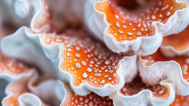 An astonishing close-up image of coral showcasing intricate textures and vibrant colors, representing the beauty of underwater ecosystems and their fragility. - Powered by Adobe