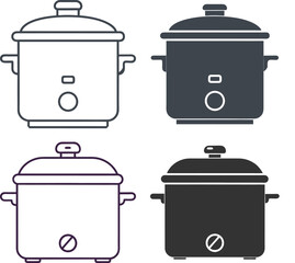 Silhouette Slow Cooker Flat Illustration Minimal Crock Pot and Meal Prep Vector Icon