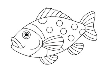 Grouper fish Coloring page , Set of Grouper fish outline, line art Grouper fish 
