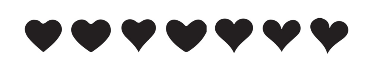 Heart black love shape icon set. valentine, wedding and anniversary symbol drawing elements collection. valentine's day  Vector illustration eps 10.