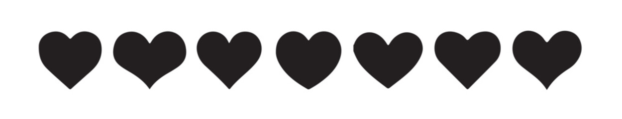 Heart black love shape icon set. valentine, wedding and anniversary symbol drawing elements collection. valentine's day  Vector illustration eps 10.