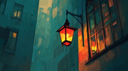 Illuminated City Street at Night Teal and Orange Tones