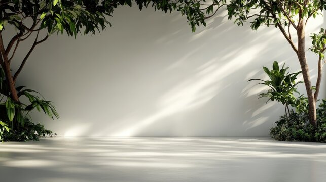 This image showcases a tranquil indoor space filled with lush greenery, creating a calming atmosphere perfect for relaxation or meditation.