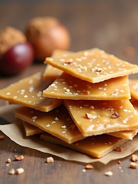 Candied Chestnut Brittle, Copy Space, Food Setting