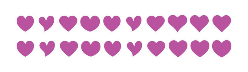 Heart icons, set of  love icons set, romance or valentine's day, Collection of heart illustration with different style. Heart shape Isolated on white background. vector illustration eps 10.