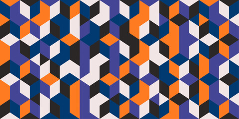 Isometric geometric cube pattern in bold colors