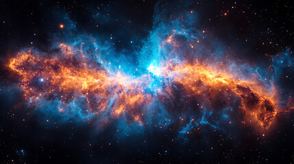 Fototapeta premium Celestial Fire and Ice A Stunning Nebula in Deep Space