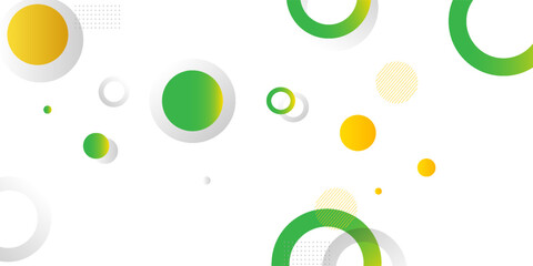 Green and yellow circle banner background. Vector abstract graphic design banner pattern background template.