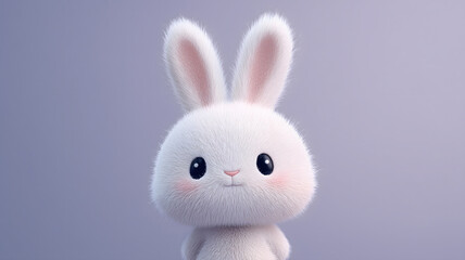 Furry and cute little white rabbit 