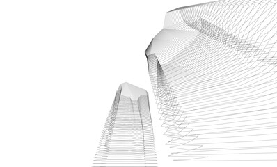 Architecture building 3d. Concept sketch.