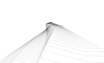 Architecture building 3d. Concept sketch.