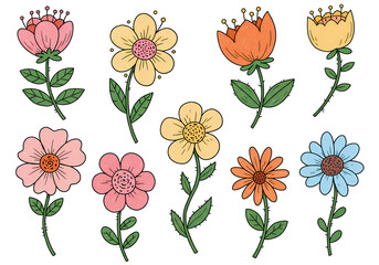 Cute Hand-Drawn Flower Illustrations: Perfect for Spring Designs