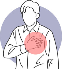 Man with chest pain depicted in minimalistic vector style
