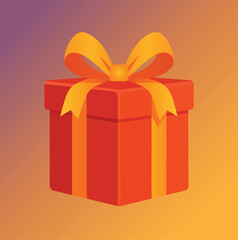 A beautifully wrapped red gift box with an elegant gold bow