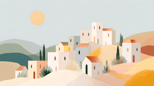 Mediterranean style village scenery 