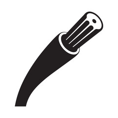 fiber optical cable Vector black silhouette. with white background