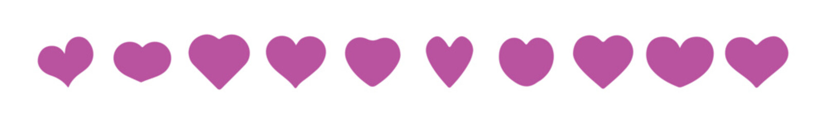 Love heart shape icon  set for valentine's day. Red love heart icon clip art romantic drawing outline collection for anniversary and wedding decoration elements. Vector illustration eps 10