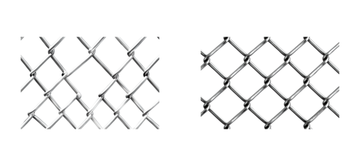 Chain link fence urban setting texture industrial vibe. Isolated png set