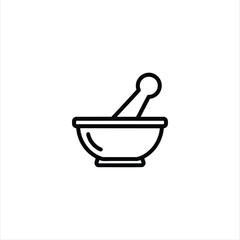 Mortar Pestle Line Icon Grind Crush Symbol