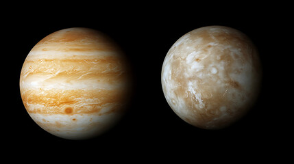 Fototapeta premium Jupiter and Callisto A Comparative View of Jovian Moons