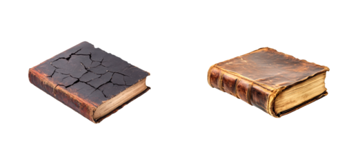 Exploring antique book condition library vintage preservation. Isolated png set