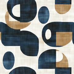 A seamless pattern with linen textures in brown, blue, and white