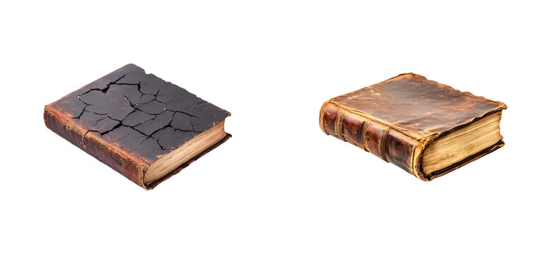 Exploring antique book condition library vintage preservation. Isolated png set