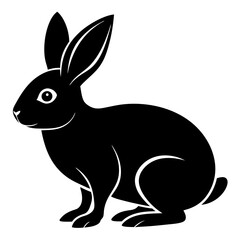 Obraz premium Black silhouette of a rabbit isolated on white background