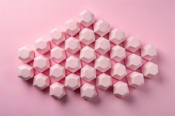 Sweet heart-shaped pink candy and medicine pills on a white background for love, health, or Valentine's