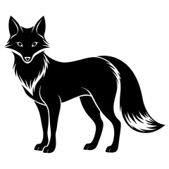 Obraz premium Black fox silhouette isolated on white background