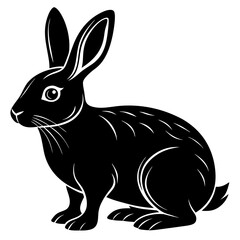 Obraz premium A black silhouette of a rabbit is isolated on white background
