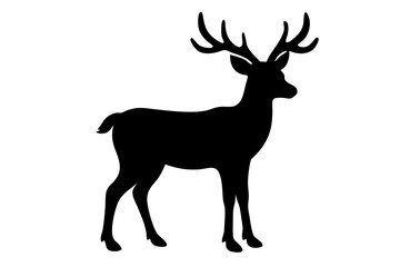 A deer silhouette is isolated on white background