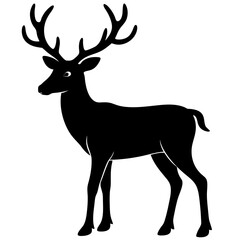 Fototapeta premium A black silhouette of a deer isolated on white background