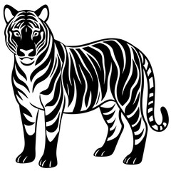 Obraz premium A stylized black and white tiger is isolated on white background