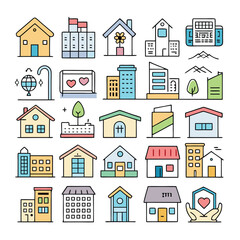 real-estate-line-art-vector-icons-colorfull