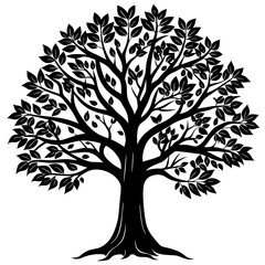 Obraz premium Black tree silhouette isolated on white background
