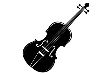 Obraz premium A black silhouette of a violin is isolated on white background