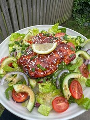 Backyard Zen: Glazed Salmon & Garden Greens Medley