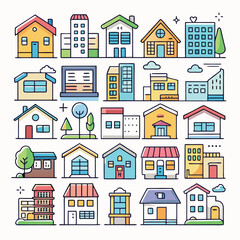 real-estate-line-art-vector-icons-colorfull