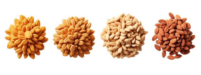 A set of four different types of nuts