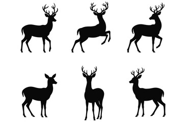 Deer vector set – simple and stylish wildlife silhouettes


